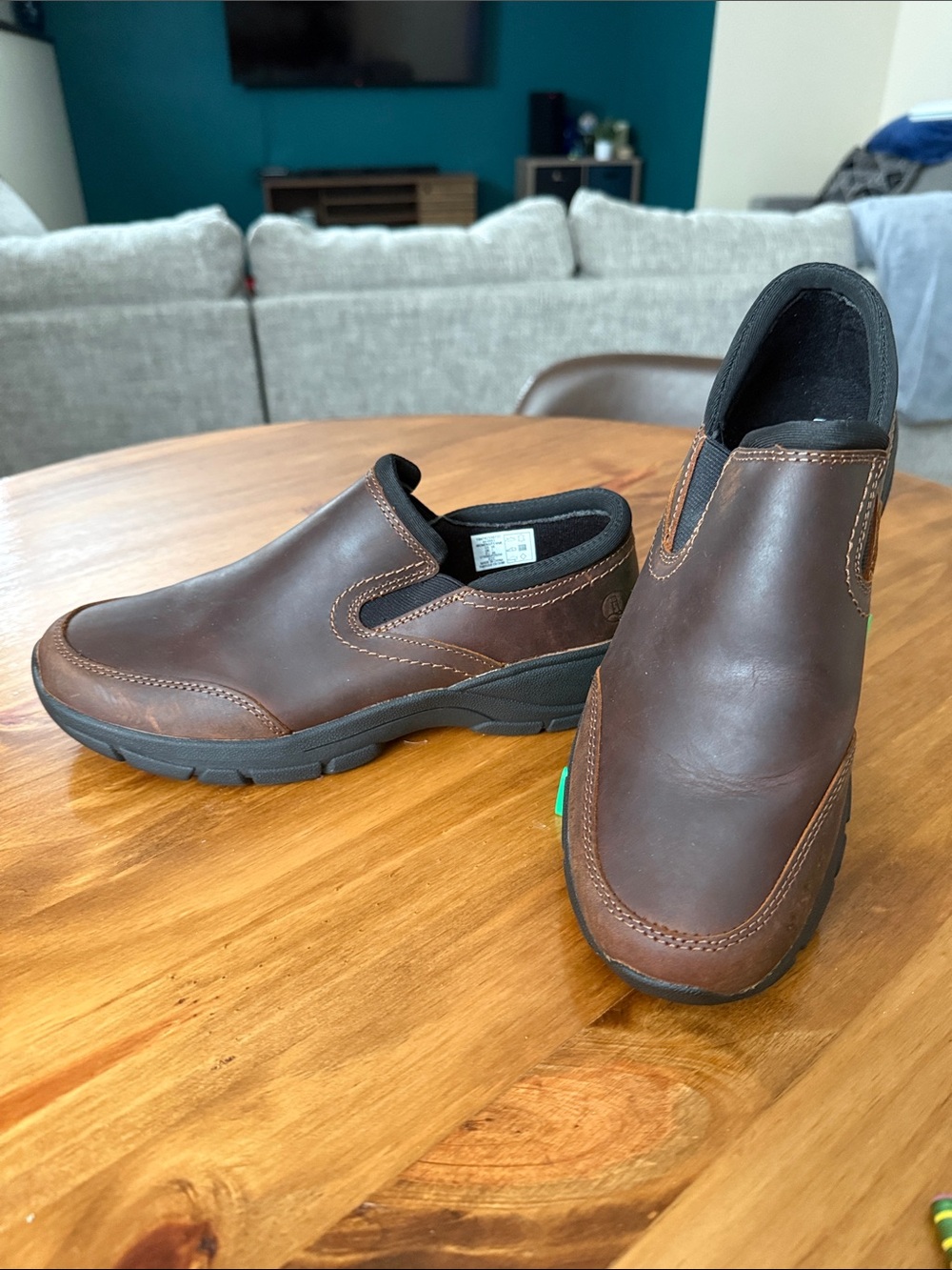 Lands' End Brown Leather Slip-On Clog Mules
